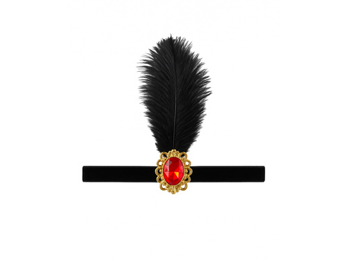 Bentiță retro cu pană neagră - 1 buc.