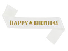 Eșarfă aniversare fericită alb - 1 buc.