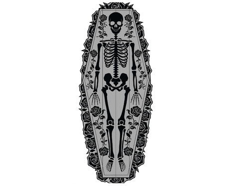 Ruletă de Halloween Schelet într-un coșciug - 1 buc.