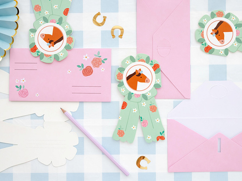 Invitații aniversare cu plicuri Cai - 6 buc.