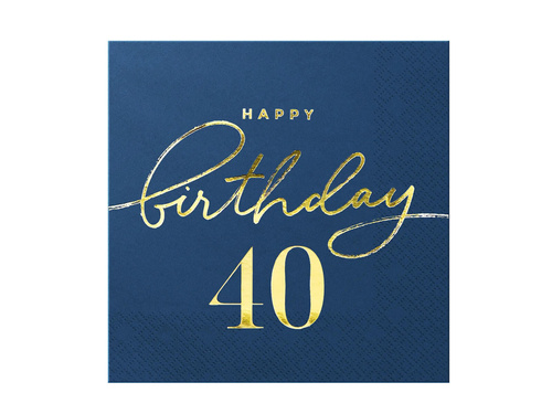 Șervețele pentru a 40-a aniversare albastru marin - 33 cm - 10 buc.