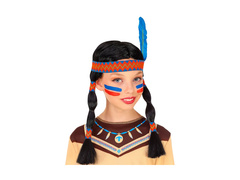 Peruca indiană cu bentiță și pană