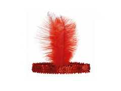 Bentiță retro cu pană roșie - 1 buc.