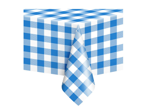 Față de masă albastră și albă în carouri - 137 x 274 cm - 1 buc.