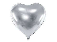Balon din folie cu inimă argintie - 61 cm - 1 buc.