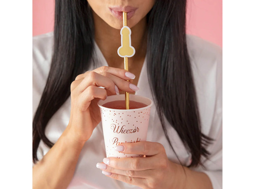 Penisuri de paie pentru petrecerea de noapte auriu - 8 buc.