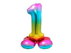 Balon folie în picioare numărul 1 curcubeu - 81 cm