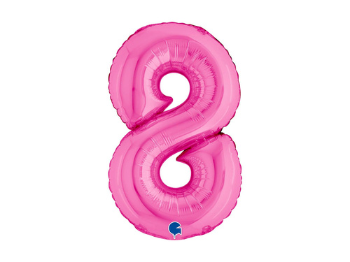 Balon cu numărul 8 din folie fuchsia - 14" - 1 buc.