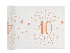 Pista de masă imprimată decorare pentru a 40-a aniversare Sparkling roz auriu - 30 cm x 5 m - 1 buc.