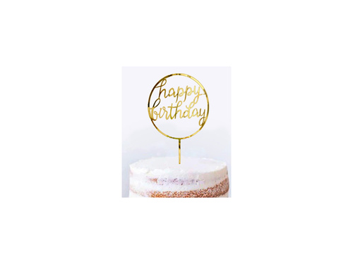 Plexiglas tort topper Happy Birthday aur - 1 buc.