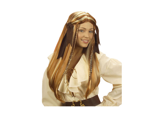 Peruca Pirat din Caraibe cu panglici din piele de căprioară