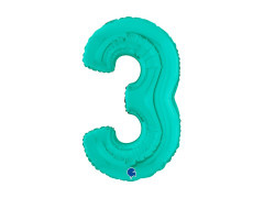 Balon din folie numărul 3 turcoaz - 26" - 1 buc.