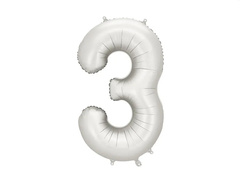 Balon din folie argintiu numărul 3 - 86 cm - 1 buc.