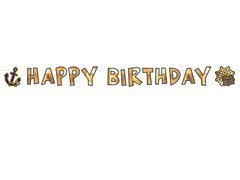 Happy Birthday Banner Pirate Map - 180 cm - 1 buc.