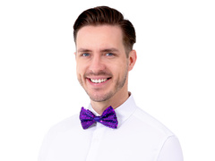 Papion violet cu paiete - 7 x 12 cm - 1 buc.