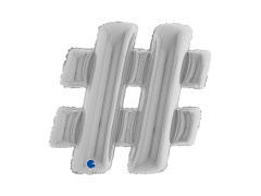 Balon folie semn special # hashtag argint - 40" - 1 buc.