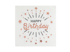 Șervețele Happy Birthday alb - 33 cm - 10 buc.