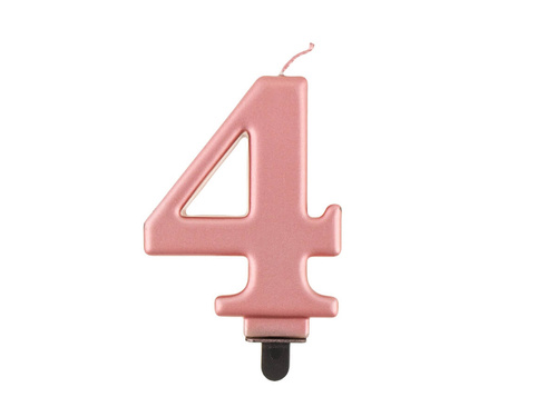 Număr metalic lumânare aur roz - 4 - patru