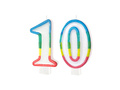 Lumânări numerice cu o margine colorată numărul 10 - 8,5 cm - 2 buc.
