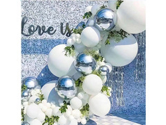 Set de baloane pentru ghirlandă în culori alb și argintiu – 80 de bucăți.