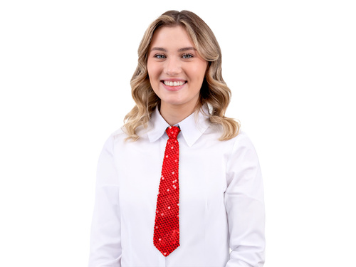 Cravată cu paiete - roșu - 36 cm - 1 buc.