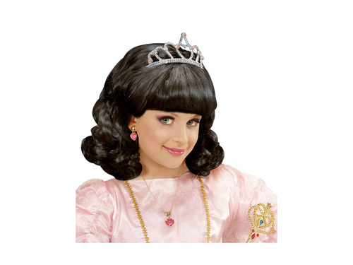 Peruca de prințesă neagră cu diademă