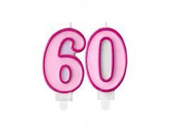 Lumânări cu număr roz - 60 - șaizeci - 2 buc.