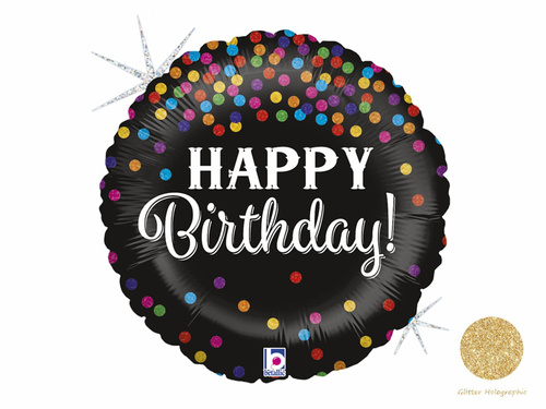 Balon de folie Confetti Happy Birthday - 46 cm - 1 buc.
