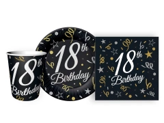 Set de hârtie neagră pentru a 18-a aniversare 44 buc.