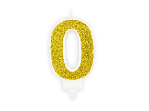 Lumânare numerică cu sclipici - 0 - 1 buc.