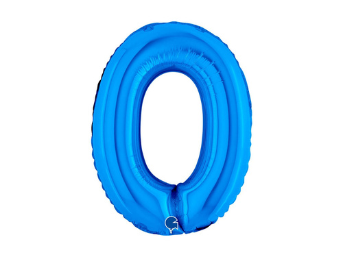 Balon din folie numărul 0 albastru - 14" - 1 buc.