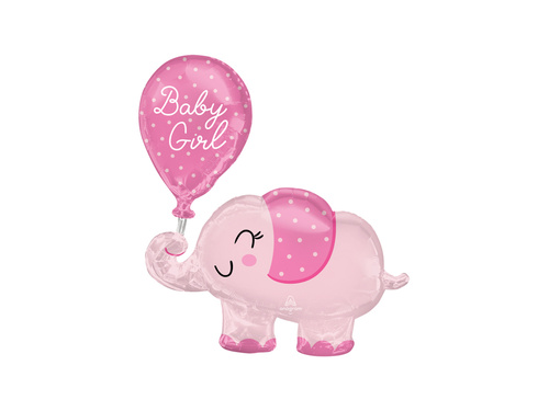 Balon cu folie elefant roz fetiță - 73 x 78 cm - 1 buc.
