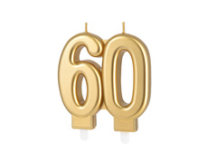 Lumânare aurie aniversară 60 de ani - 7,7 cm - 1 buc.