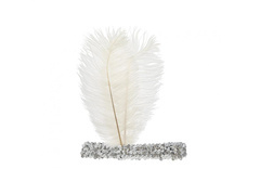 Bentiță retro cu pană albă - 1 buc.