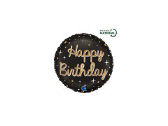 Balon rotund din folie Sparkling Happy Birthday - 14" - 1 buc.