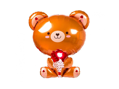 Ursuleț de pluș cu balon de folie roz - 51x48cm - 1 buc.