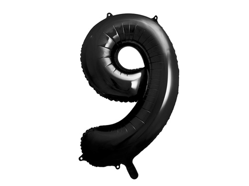 Balon din folie numărul 9 negru - 86 cm - 1 buc.