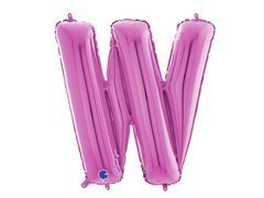 Fucsia litera W balon de folie - 66 cm - 1 buc.