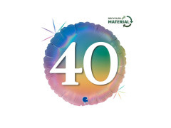 Fericit 40 curcubeu balon rotund din folie - 14" - 1 buc.