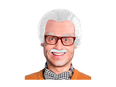 Coafura bunicului cu mustață și ochelari