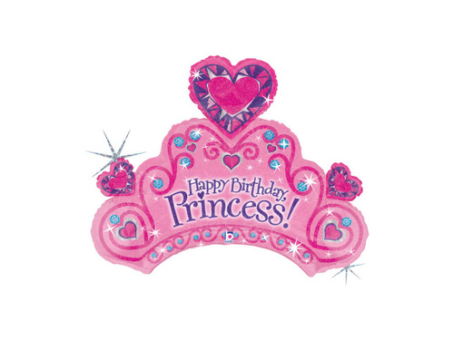 Fericit ziua de naștere Tiara formă balon de folie - 31" - 1 buc.