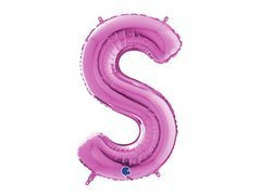 Fucsia litera S balon de folie - 66 cm - 1 buc.