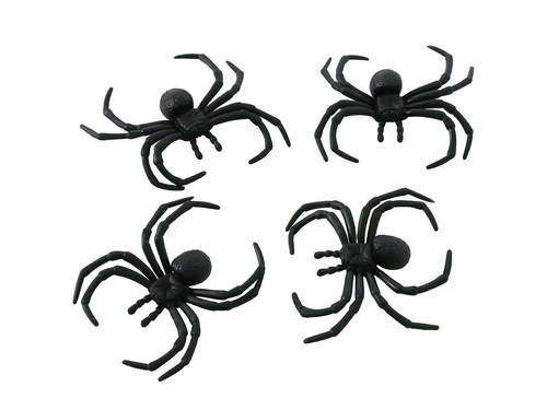 Set de 4 păianjeni din plastic - 8 cm