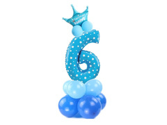Set de baloane cu numărul șase albastru - 15 buc.