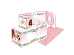 Invitații aniversare cu plicuri Cai frumoși - 8 buc.