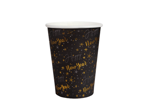 Pahare de Anul Nou fericit - negru - 270 ml - 10 buc.