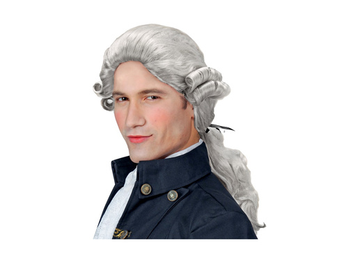 Peruca Colonial gri cu coada de cal