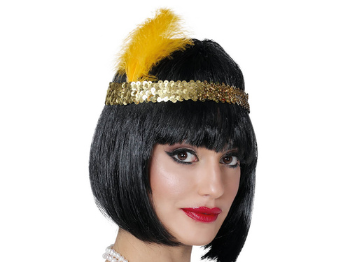 Bentiță retro cu pene aurii - 1 buc.