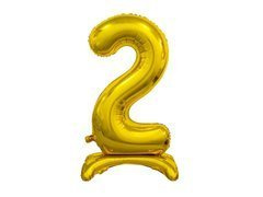 Balon din folie în picioare numărul 2 auriu - 74 cm