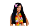 Hawaiian negru peruca lunga cu orhidee